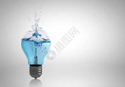 蓝色电灯泡图像灯泡充满清水水的灯泡背景