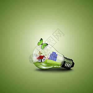 电灯泡房子是绿色能源的象征图片