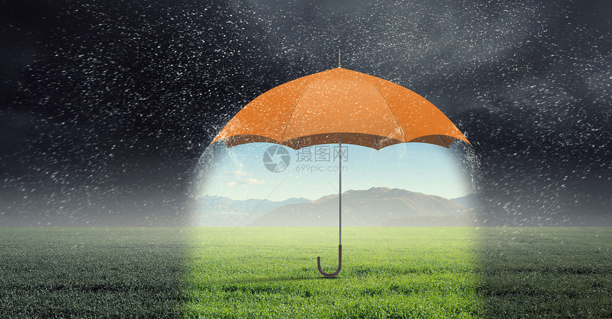 天空中的彩色雨伞图像与彩色伞天空下雨图片