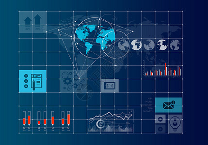 全球网络业务虚拟背景与图表背景图片