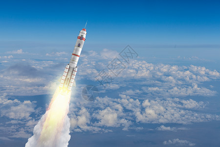 火象星座火箭太空飞船用蓝天上高高飞设计图片