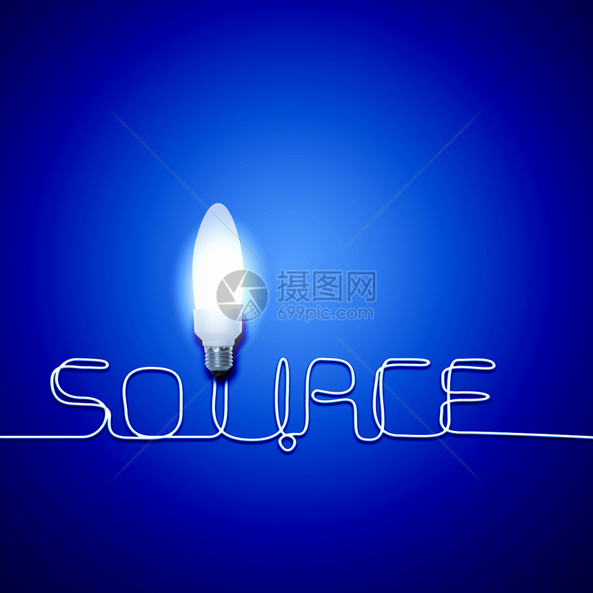 生态灯泡灯带字源的电灯泡的插图插图图片