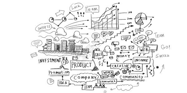 商业背景图像与草图白色背景图片