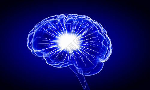 数字人脑蓝色数字背景下人脑的人类智能背景图片