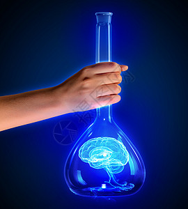 试管中的人脑用大脑插图握住试管的人手图片