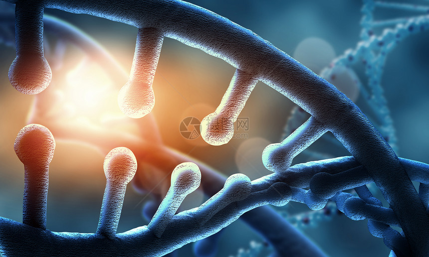 DNA分子蓝色背景下DNA分子的生物化学图片