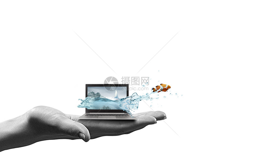 计算机笔记本电脑,鱼屏幕上跳出来图片