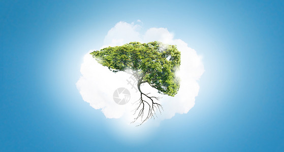 空气污染绿色树的形象,形状像人类的肝脏背景图片