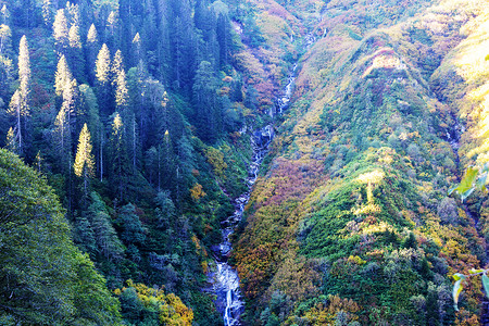 风景如画的秋天瀑布图片
