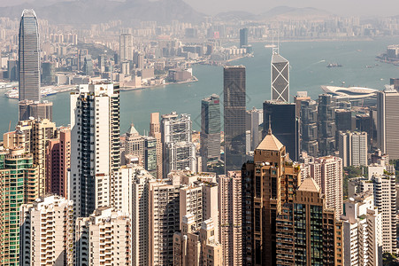 来自维多利亚峰的香港天际线景观城市高清图片素材
