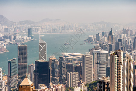 来自维多利亚峰的香港天际线景观城市景观高清图片素材
