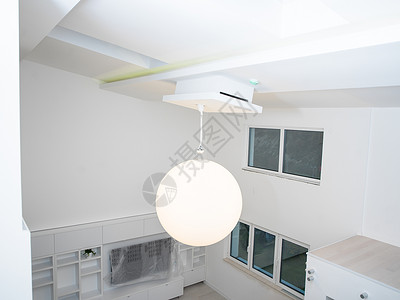 豪华客厅的现代白色圆形吊灯图片
