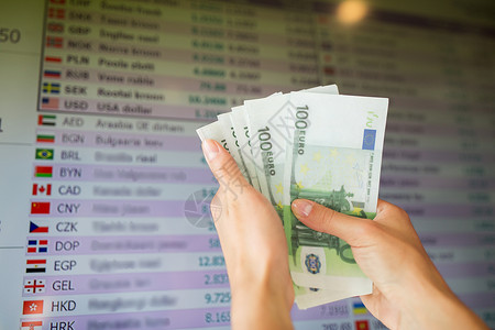 金融货币换人的数字屏上用欧元货币代替汇率背景图片