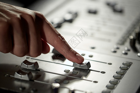 音量控制器按钮设备的手用混合控制台录音室背景