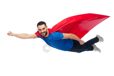 自由,力量,运动人的快乐的人红色超级英雄斗篷空中飞行背景图片
