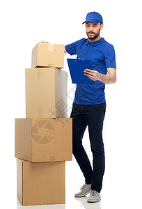 送货服务,邮件,人,物流运输人与包裹盒剪贴板图片