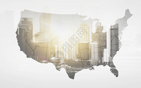 经济学商业美国与城市超过白色背景美国城市图片