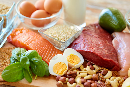 熟的食物富含蛋白质的食物背景