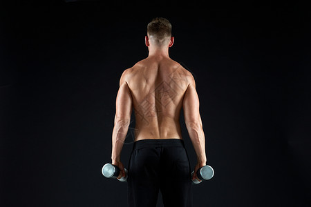 运动,健美,健身人的轻人哑铃弯曲肌肉黑色后哑铃的人锻炼图片