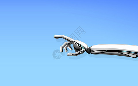 科学,未来技术进步机器人移交蓝色背景机器人交出蓝色背景设计图片