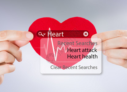 女手着心脏心跳符号,搜索引擎心脏病发作标志图片