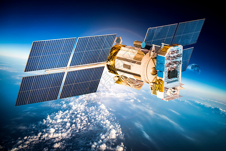 行星宇宙飞船环绕地球的太空卫星这幅图像的元素由美国宇航局提供背景