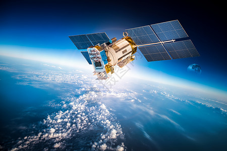 太空轨道环绕地球的太空卫星这幅图像的元素由美国宇航局提供背景
