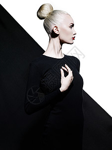 时尚艺术工作室肖像优雅的BLODE几何黑白背景高清图片