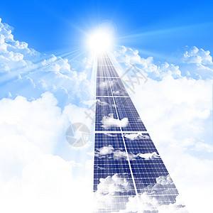 太阳能电池板的道路消失天空中高清图片