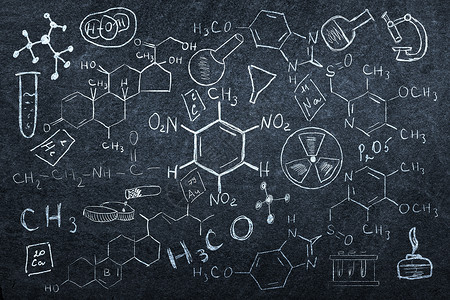 套化学草图背景图像与化学课图纸黑板上背景图片