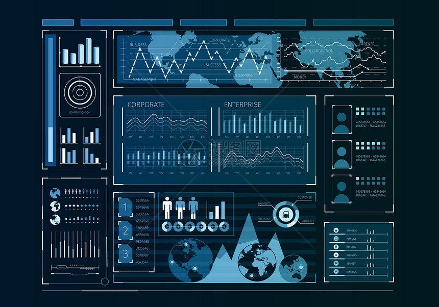 人类用户业务信息图图标的未来主义用户界图片