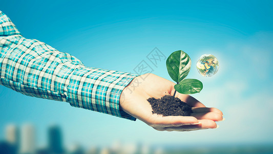 看小地球素材了爱关心,你就会它成长女手着绿色的芽,手掌里土壤这幅图像的元素由美国宇航局提供的背景
