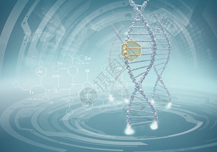 DNA分子蓝色背景下DNA分子的生物化学图片