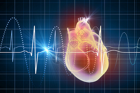 心电图机人类的心跳心脏图的虚拟图像背景