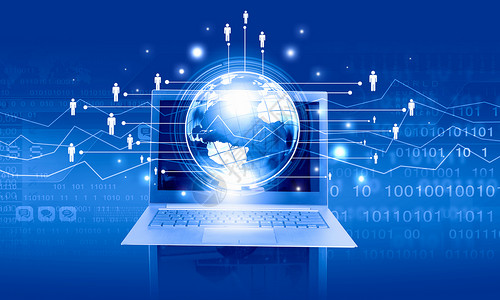 全球技术与笔记本电脑媒体图标现代网络业务图片
