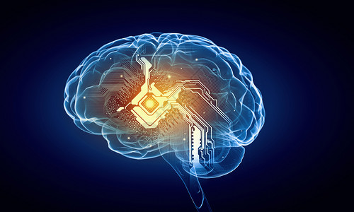 蓝色背景下人脑的人类智力人类的大脑背景图片