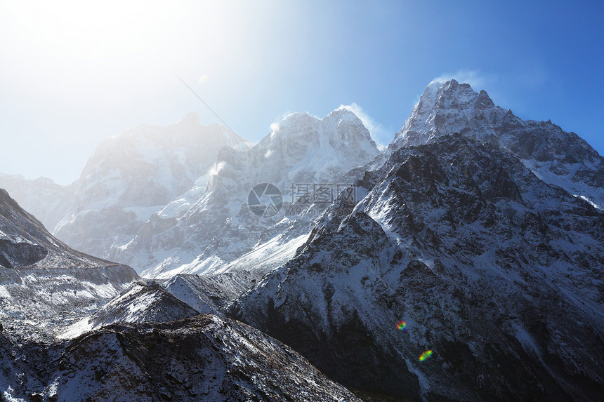 风景优美的山景,坎陈琼加地区,喜马拉雅山,尼泊尔图片