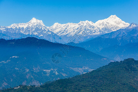 山君不离康钦贡加世界上三高山,部分位于尼泊尔,部分位于印度锡金背景