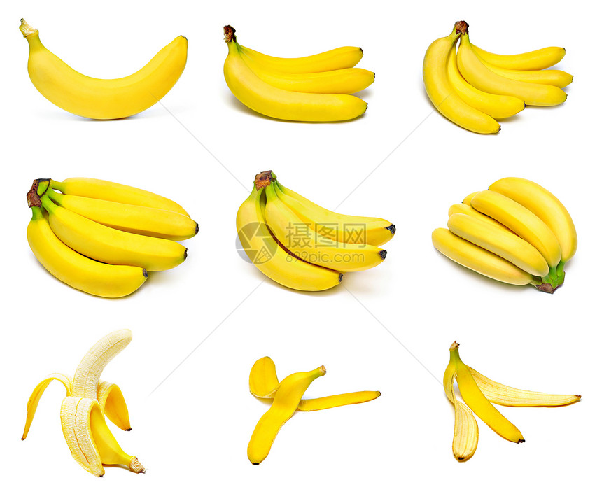 成熟香蕉白色背景上图片