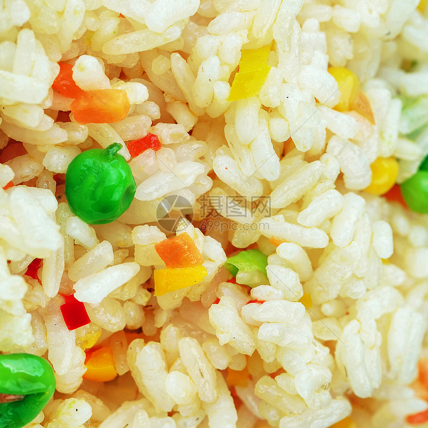中国菜,米饭加豌豆,玉米胡萝卜图片