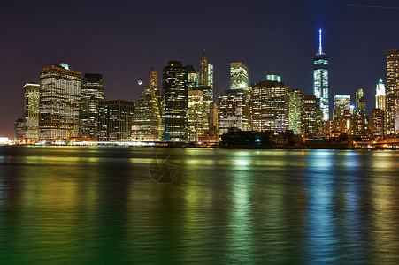 纽约下曼哈顿天际线夜间图片