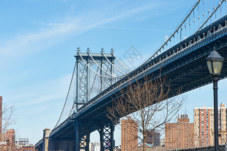 纽约市曼哈顿大桥天际线景观市中心高清图片素材