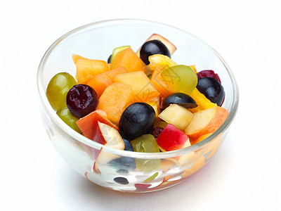 沙拉与新鲜水果浆果健康食品分离白色背部成熟的高清图片素材
