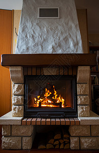 加热,温暖,火舒适的燃烧的壁炉家里背景图片