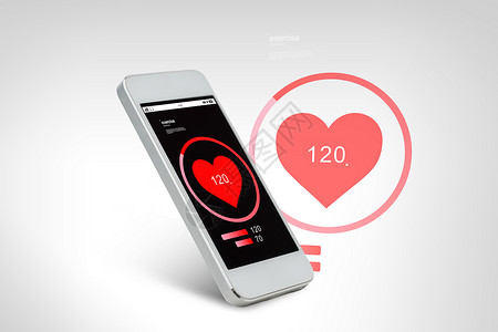 红色电话技术,医疗保健,应用电子白色手机与红色心脏图标屏幕设计图片