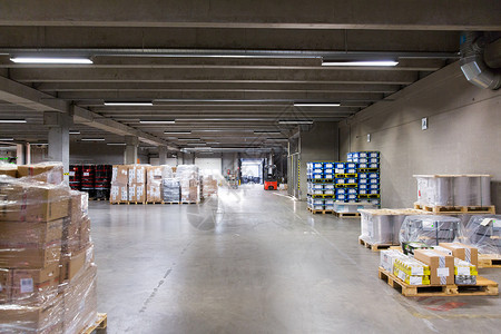 物流,储存,装载,装运设备叉车装载机仓库的箱子背景图片