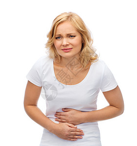 人,医疗保健问题快乐的女人患胃痛图片