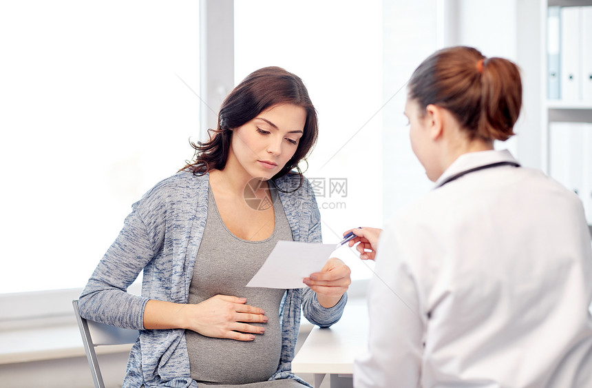 怀孕,妇科,医学,保健人的妇科医生与处方孕妇会议医院图片