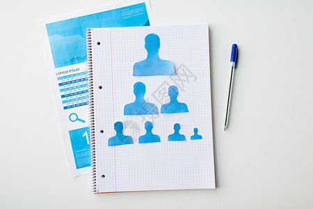 商业,人,就业,职业雇用密切的纸人形状笔记本上管理高清图片素材