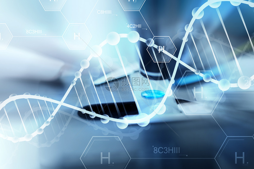 科学化学生物学医学人的科学家临床实验室就氢化学公式DNA分子结构进行测试样本制作研究图片
